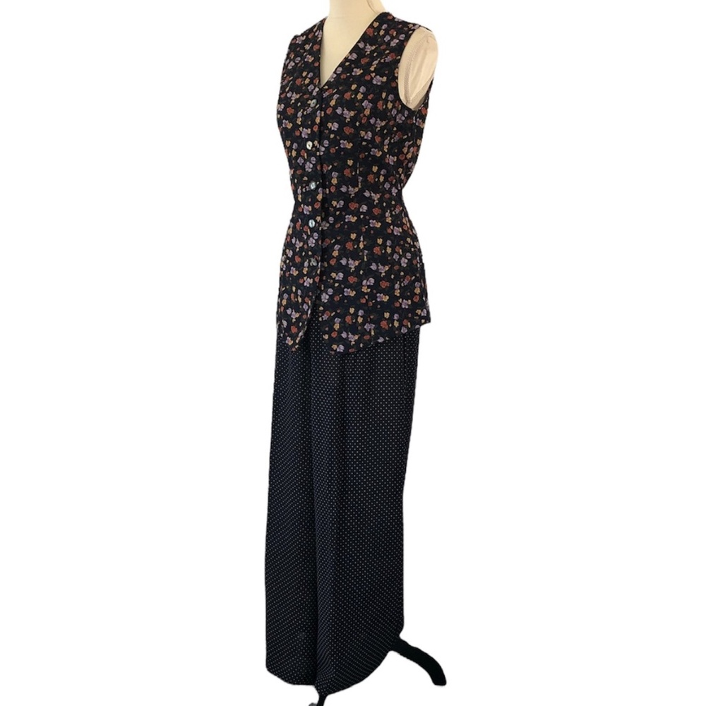 Express | 90s Vintage Navy Blue Floral Sleeveless Blouse Size 5/6 - Picture 10 of 11